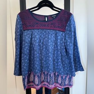 Lucky Brand Women's Navy and Magenta Blouse
